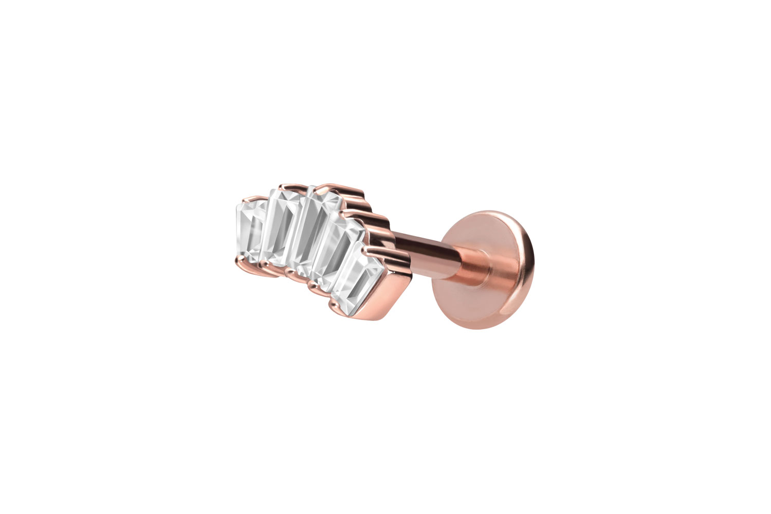 Titan Labret Piercing mit Innengewinde 5 EINGEFASSTE KRISTALLRECHTECKE